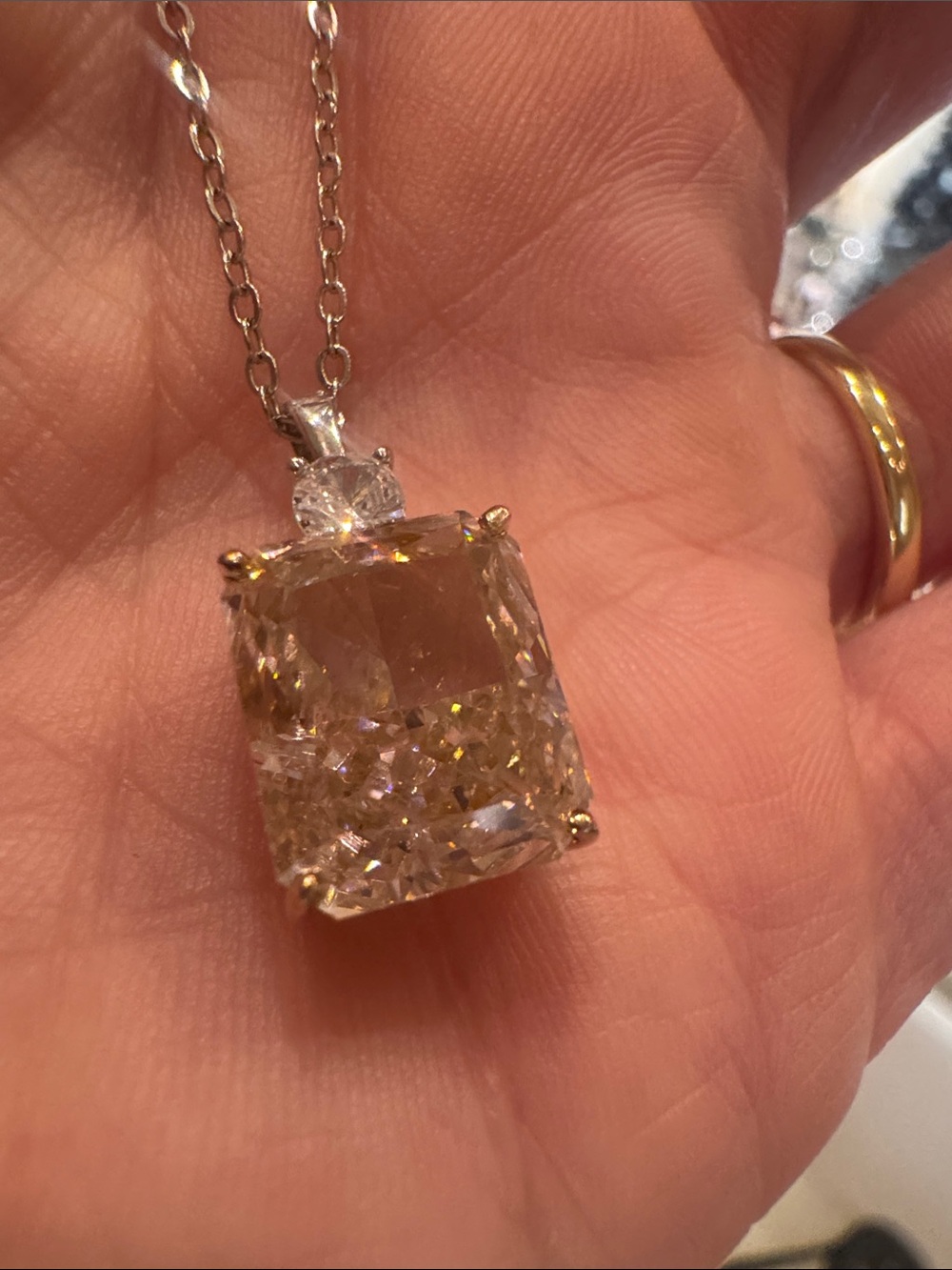 Simulated Pink Diamond CZ Sterling Silver Necklace - Picture 9 of 10